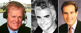 Johnny Miller, John O'Hurley and Jim Nantz